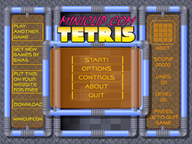 테트리스-미니컵-플래시게임을-시작하는-메인-화면입니다